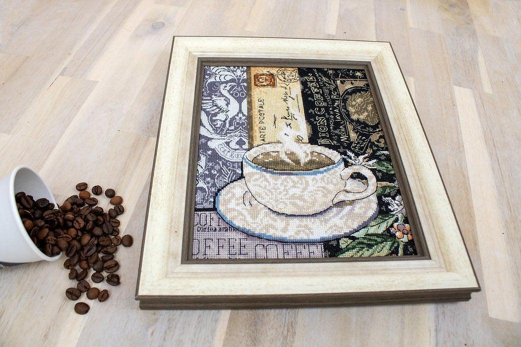 Counted Cross Stitch Kit Lion Coffee C Leti994 - Wizardi