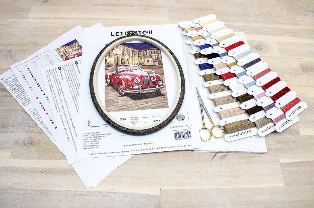 Counted Cross Stitch Kit Red Sports Car L8034 - Wizardi