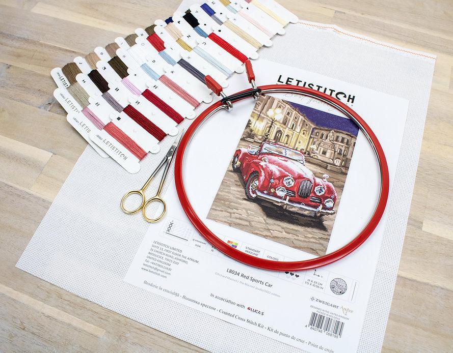 Counted Cross Stitch Kit Red Sports Car L8034 - Wizardi