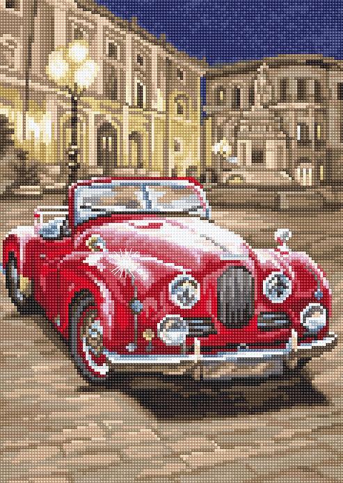 Counted Cross Stitch Kit Red Sports Car L8034 - Wizardi