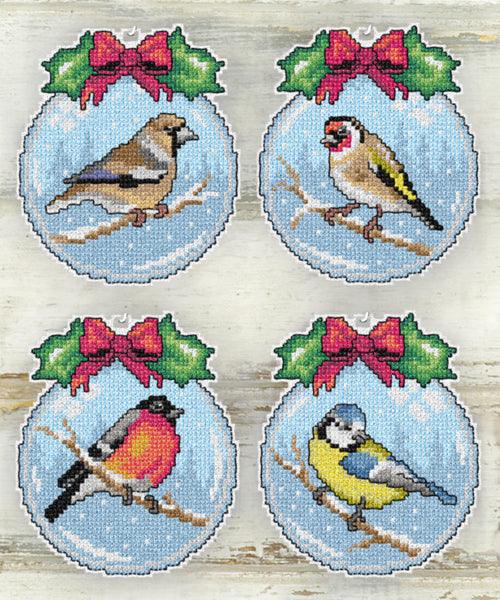 Counted cross stitch kit with plastic canvas "Birds" set of 4 designs 7685 - Wizardi