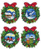 Counted cross stitch kit with plastic canvas "Christmas wreaths" set of 4 designs 7670 - Wizardi