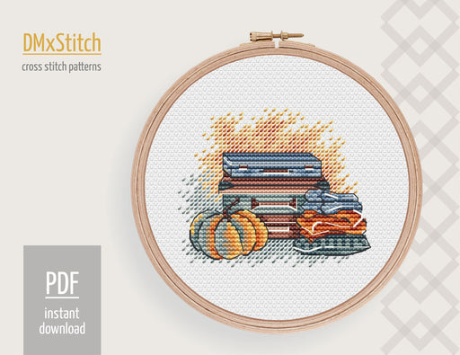 Cozy fall Cross stitch pattern Pumpkin Cross Stitch pdf Autumn cross stitch pattern Modern Counted cross stitch Thanksgiving cross stitch - Wizardi