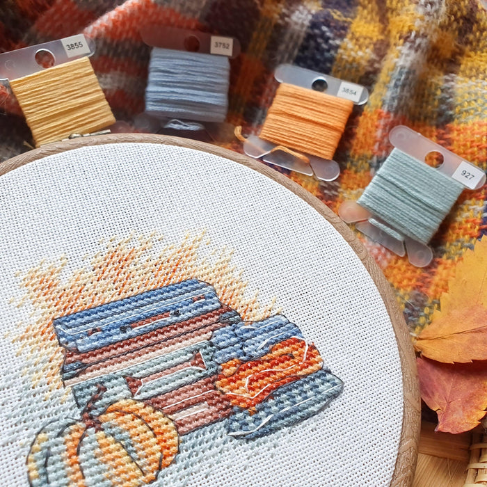 Cozy fall Cross stitch pattern Pumpkin Cross Stitch pdf Autumn cross stitch pattern Modern Counted cross stitch Thanksgiving cross stitch - Wizardi