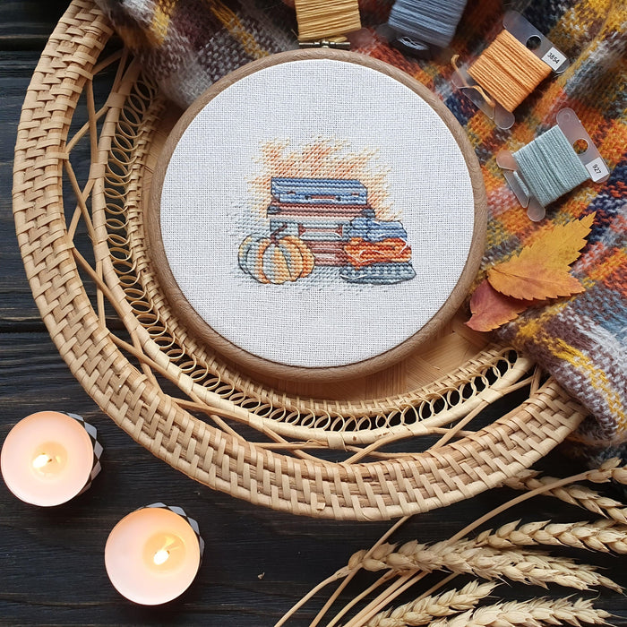 Cozy fall Cross stitch pattern Pumpkin Cross Stitch pdf Autumn cross stitch pattern Modern Counted cross stitch Thanksgiving cross stitch - Wizardi