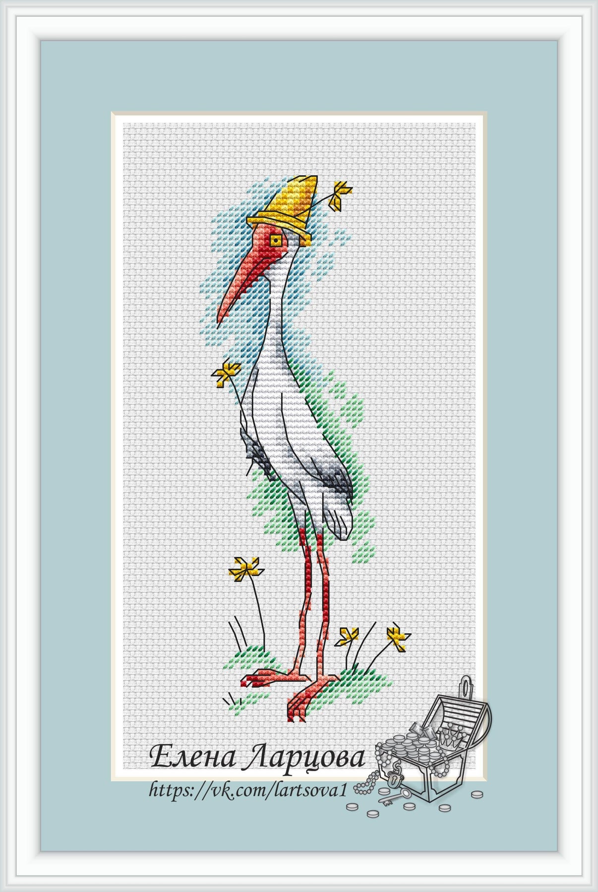 Crane - PDF Cross Stitch Pattern - Wizardi