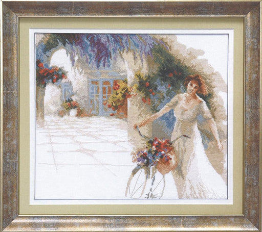 Cross-stitch kit A-212C "A girl with flowers" - Wizardi