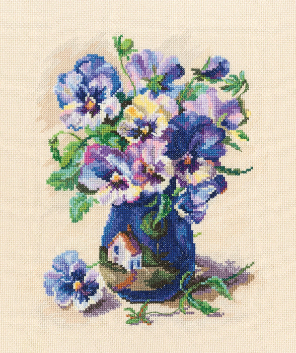 Cross-stitch Kit "Pansies in torquay pottery" M719 - Wizardi