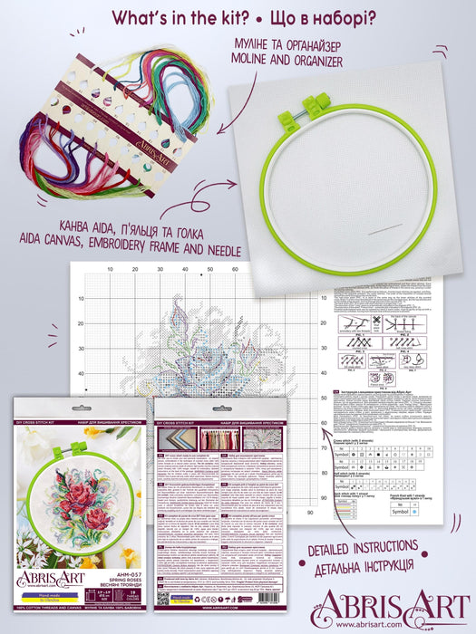 Cross-stitch kit Spring roses AHM-057 - Wizardi