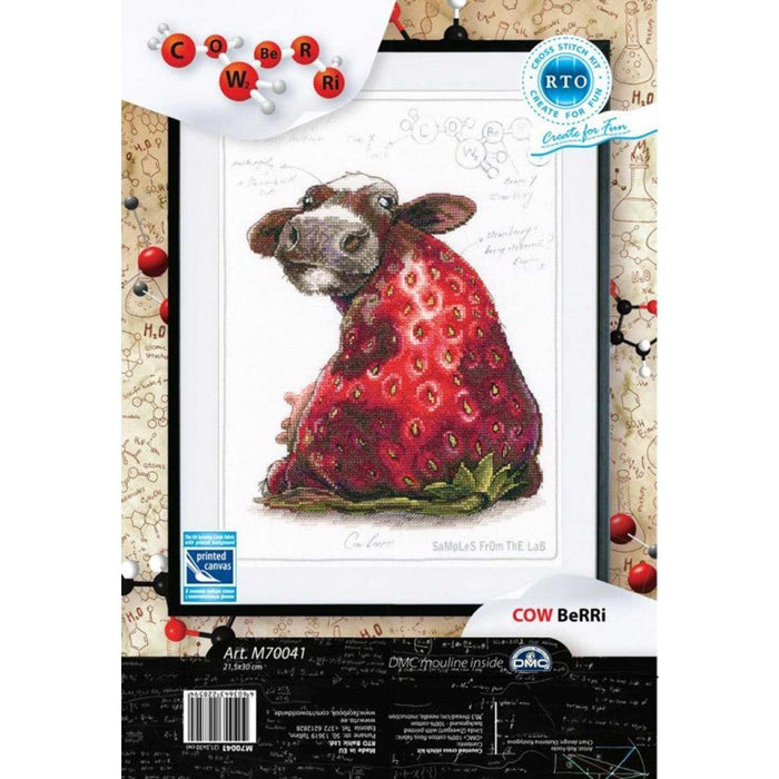 Cross-stitch Kit with printed background "Cow Berry" M70041 - Wizardi