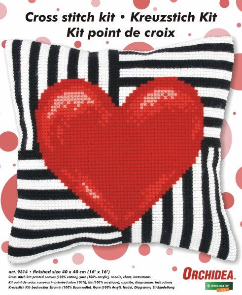 Cushion cross stitch kit "Red heart" 9314 - Wizardi