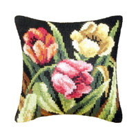 Cushion cross stitch kit "Tumbling tulips" 9077 - Wizardi