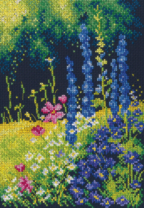 Delphinium and cosmos M626 Counted Cross Stitch Kit - Wizardi