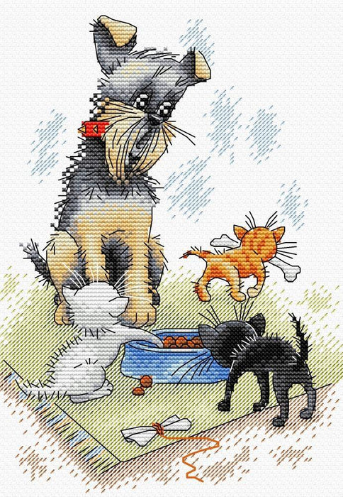 Dog & Puppies SM-204 Counted Cross Stitch Kit - Wizardi