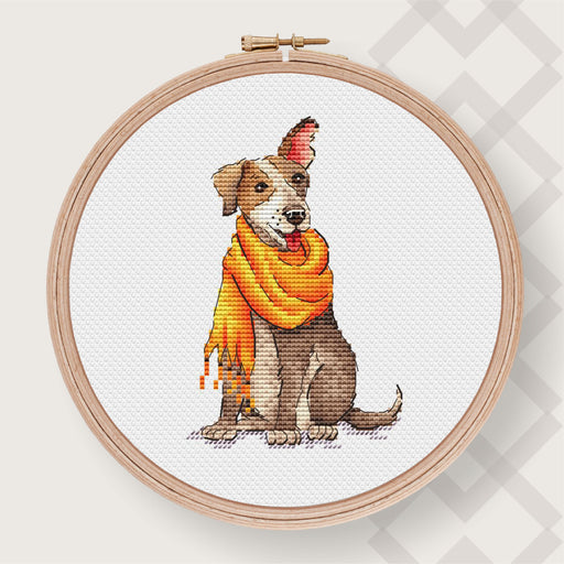 Dog with a Scarf - PDF Counted Cross Stitch Pattern - Wizardi