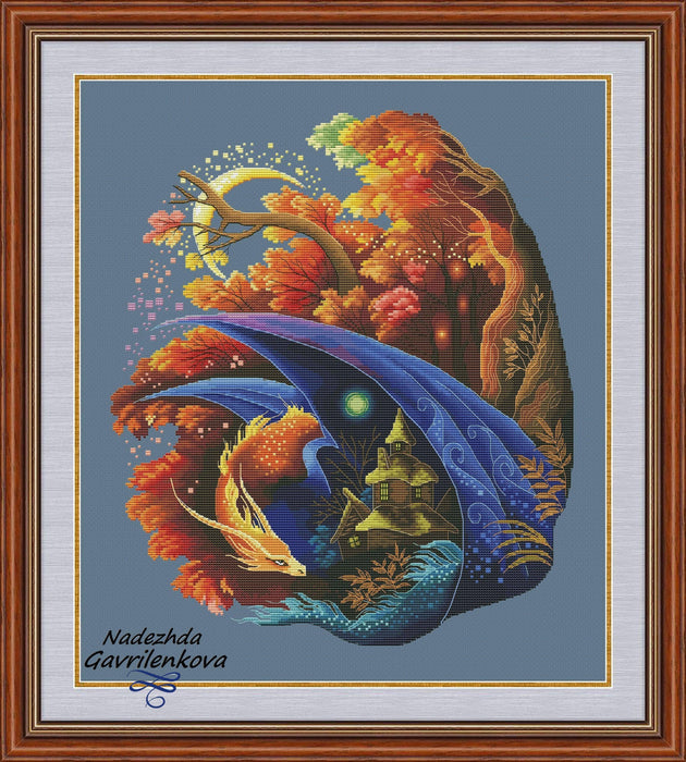 Dragon-Guardian. Autumn - PDF Counted Cross Stitch Pattern - Wizardi