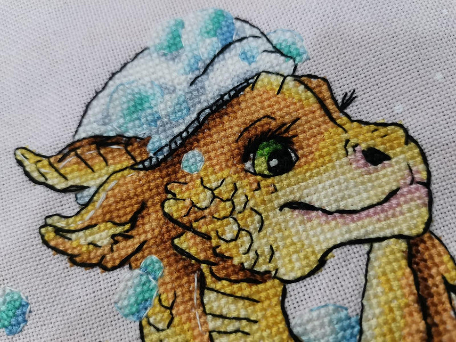 Dragon in the Bathroom - PDF Cross Stitch Pattern - Wizardi