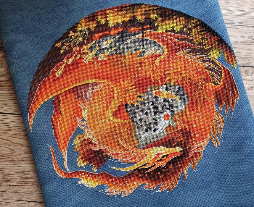 Dragon Koi - PDF Counted Cross Stitch Pattern - Wizardi