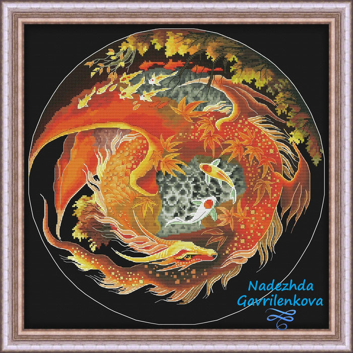 Dragon Koi - PDF Counted Cross Stitch Pattern - Wizardi