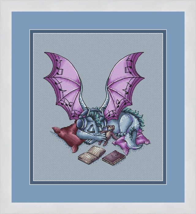 Dragon Music Lover - PDF Cross Stitch Pattern - Wizardi