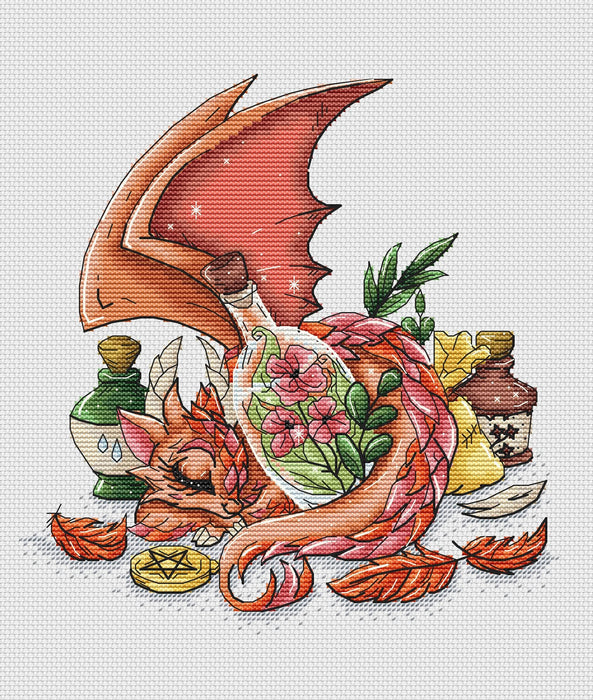 Dragon Potion Keeper - PDF Cross Stitch Pattern - Wizardi