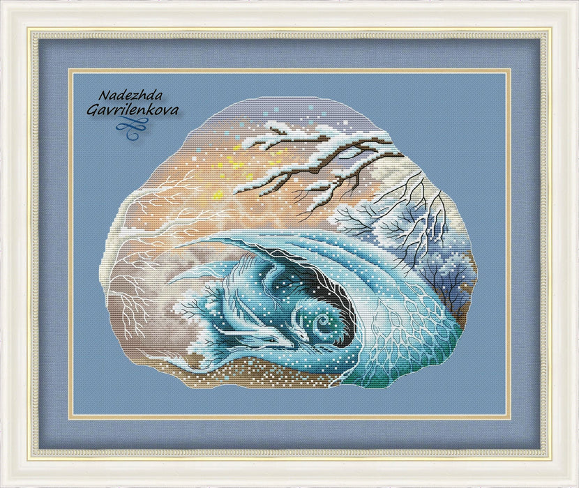 Dragon. Winter dreams - PDF Counted Cross Stitch Pattern - Wizardi