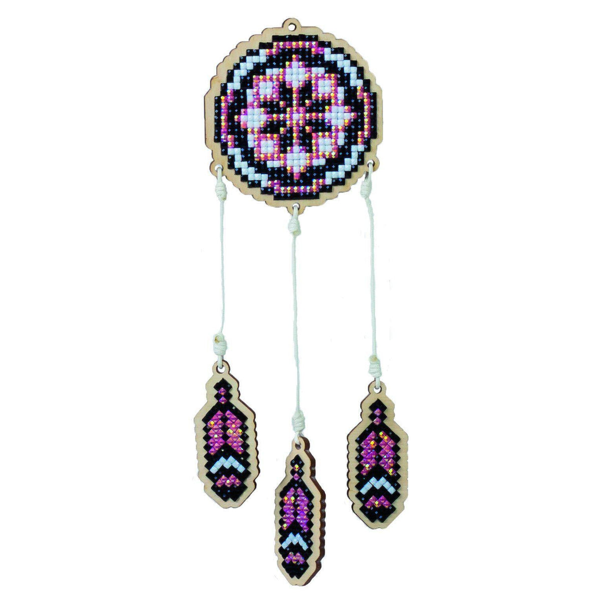 Dreamcatcher - Pink CSW202 Diamond Painting on Plywood Kit - Wizardi