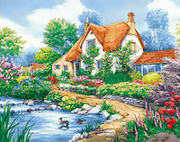 Duck Pond Cottage WD2404 14.9 x 18.9 inches Wizardi Diamond Painting Kit - Wizardi