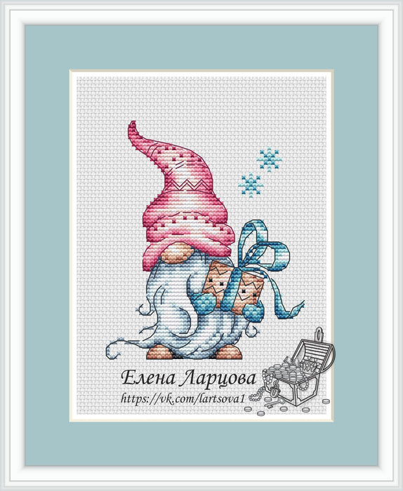 Dwarf with a Gift. PDF Cross Stitch Pattern - Wizardi