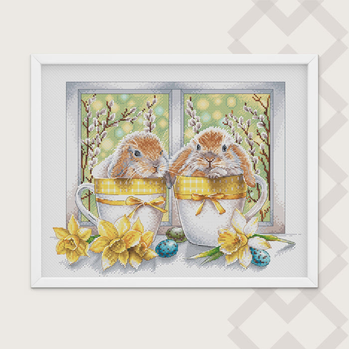 Easter bunnies Cross stitch pattern Rabbits Cross Stitch pdf Spring cross stitch pattern Modern Counted cross stitch Animal cross stitch - Wizardi