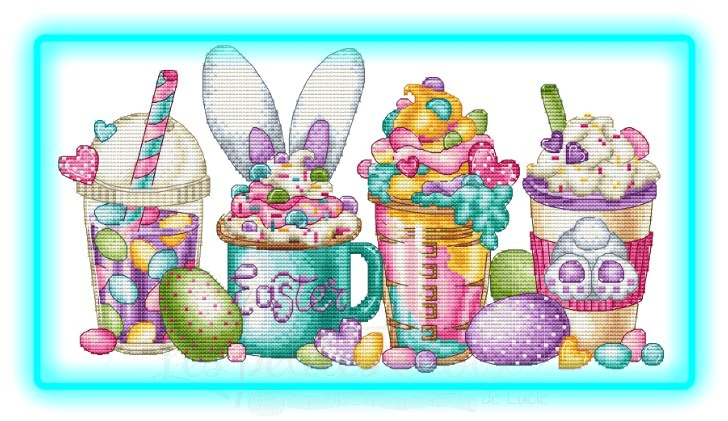 Easter Coffees - PDF Cross Stitch Pattern - Wizardi