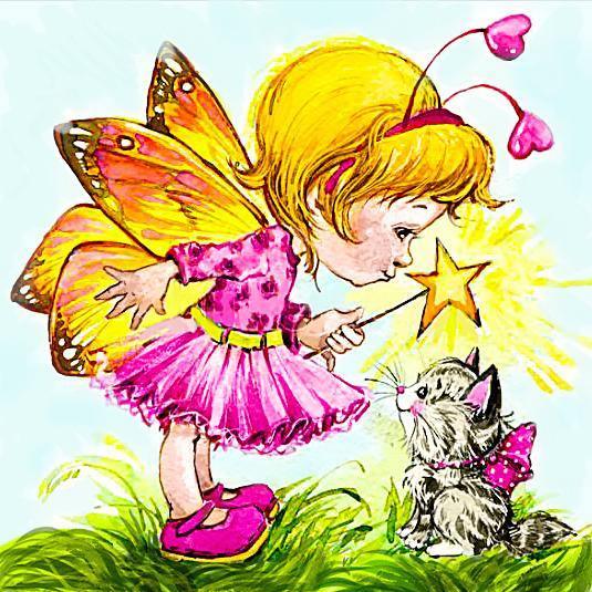 Fairy with Kitten CS2496 15.7 x 15.7 inches Crafting Spark Diamond Painting Kit - Wizardi