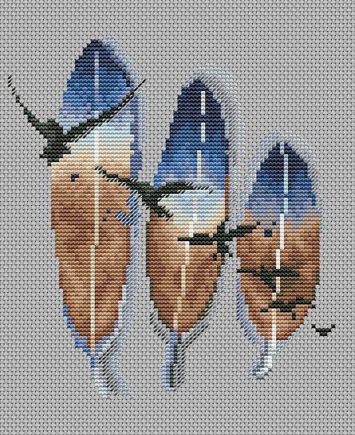 Feathers - Free PDF Cross Stitch Pattern - Wizardi