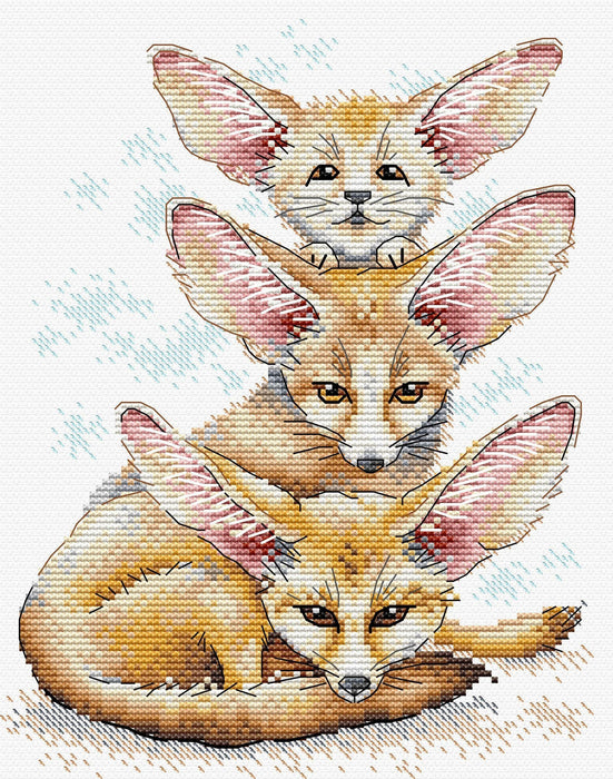 Fennec Fox Family SM-509 Counted Cross Stitch Kit - Wizardi