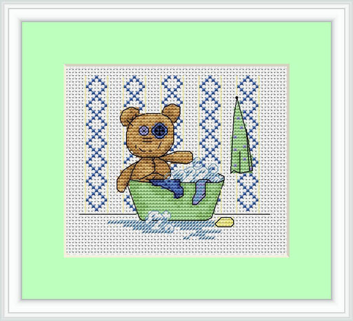 First Bath - PDF Free Cross Stitch Pattern - Wizardi