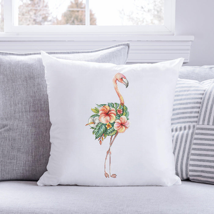 Flamingo Cross stitch pattern Flowers Cross Stitch pdf Modern cross stitch pattern Tropical Aloha cross stitch Counted cross stitch Bird - Wizardi