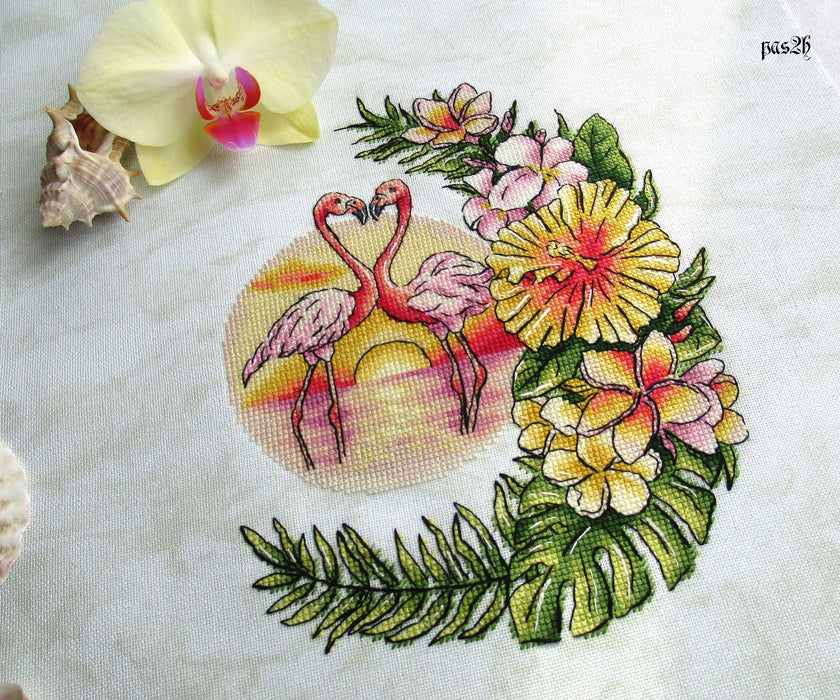 Flamingos - PDF Cross Stitch Pattern - Wizardi