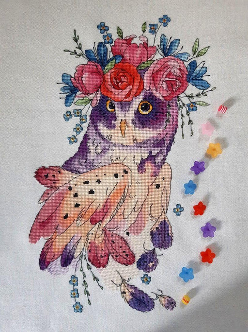 Flower Owl - PDF Counted Cross Stitch Pattern - Wizardi