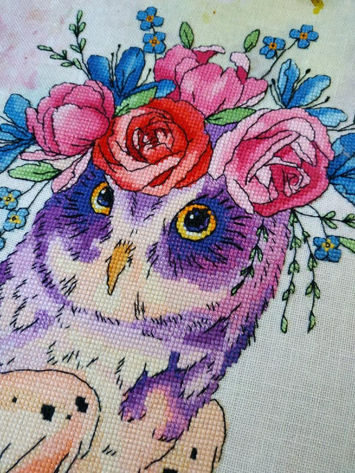 Flower Owl - PDF Counted Cross Stitch Pattern - Wizardi