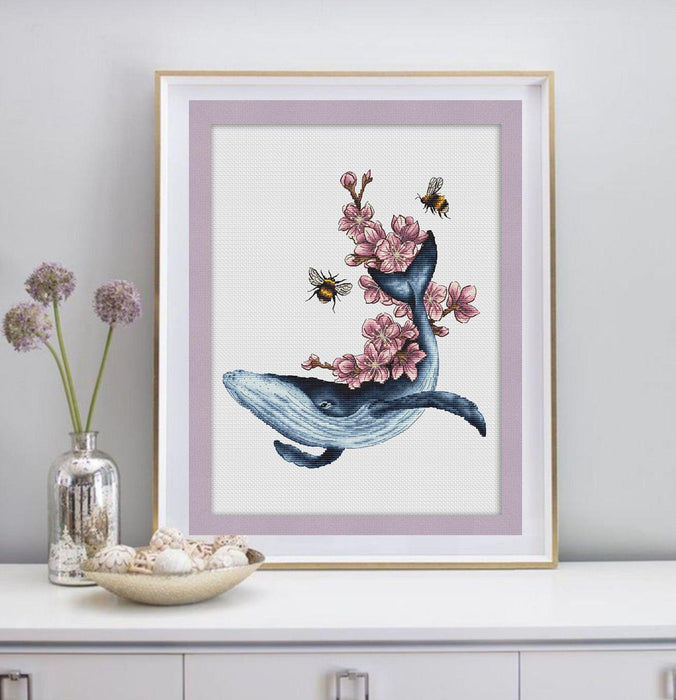 Flower Whale - PDF Cross Stitch Pattern - Wizardi