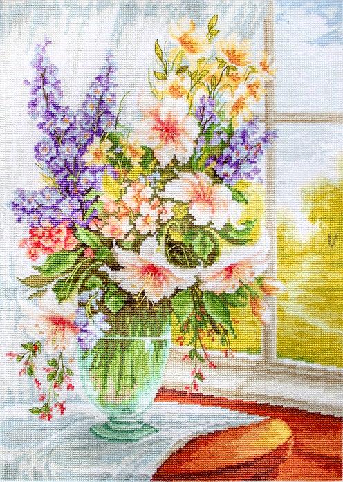 Flowers at the Window BU4015L Counted Cross-Stitch Kit - Wizardi