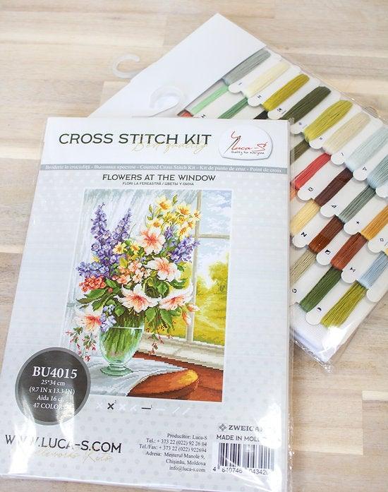 Flowers at the Window BU4015L Counted Cross-Stitch Kit - Wizardi