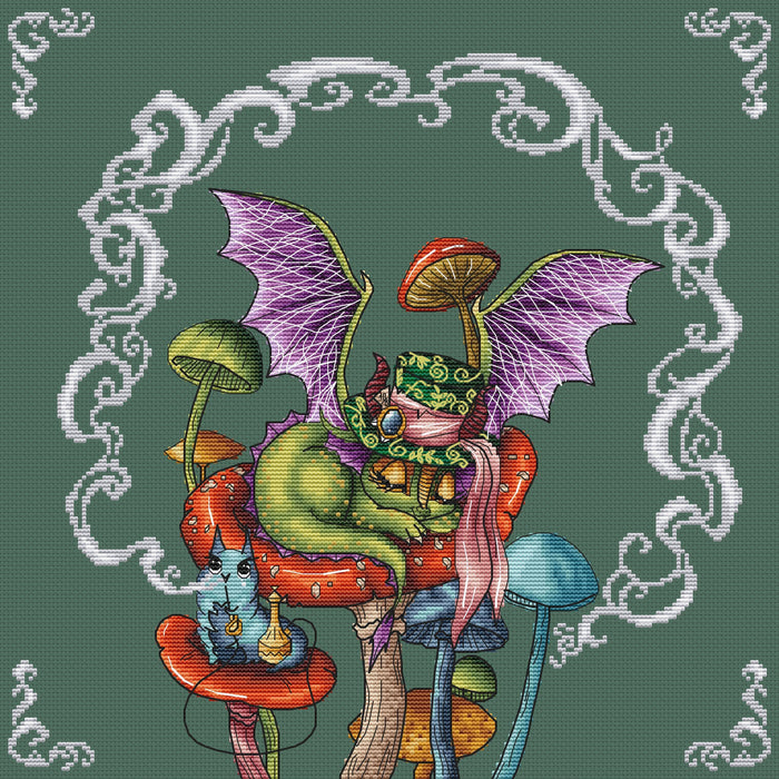 Forest Dragon in Wonderland - PDF Cross Stitch Pattern - Wizardi