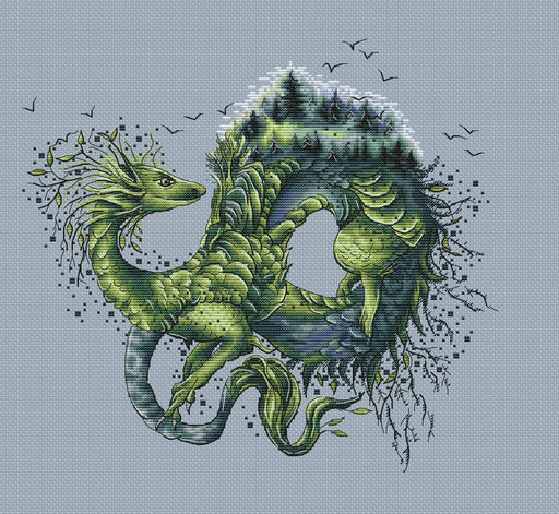 Forest Dragon - PDF Cross Stitch Pattern - Wizardi