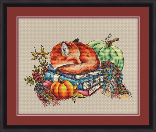 Fox and Books - PDF Cross Stitch Pattern - Wizardi