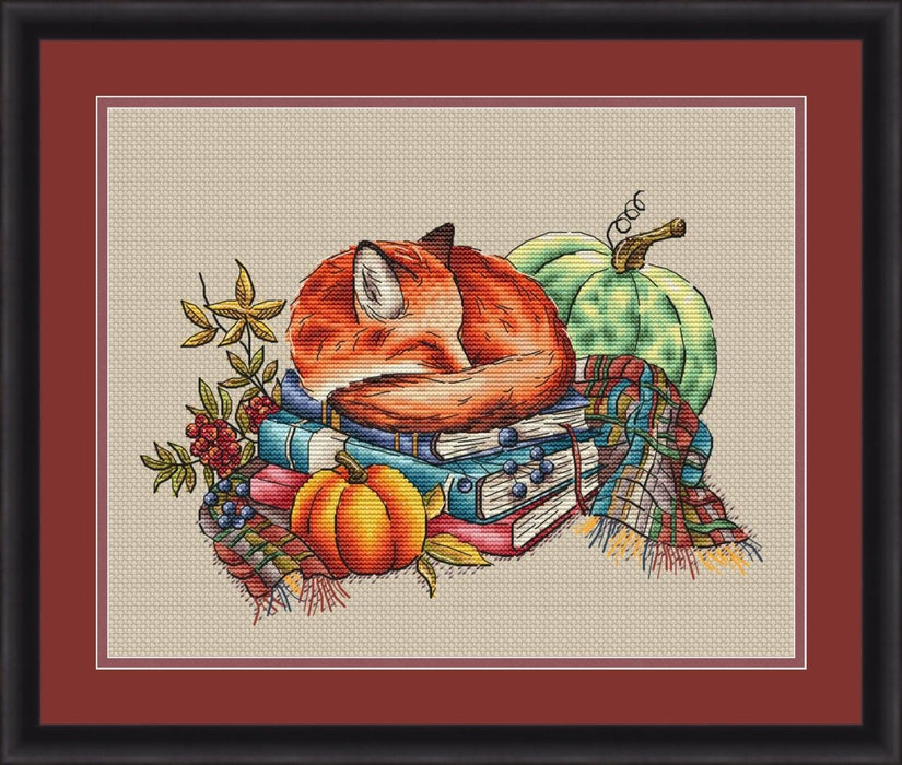 Fox and Books - PDF Cross Stitch Pattern - Wizardi