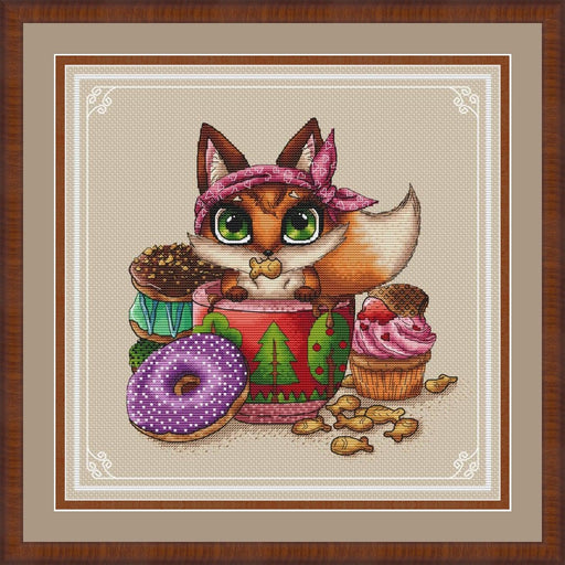 Fox in a Cup - PDF Cross Stitch Pattern - Wizardi