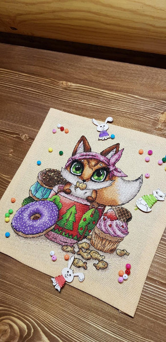 Fox in a Cup - PDF Cross Stitch Pattern - Wizardi