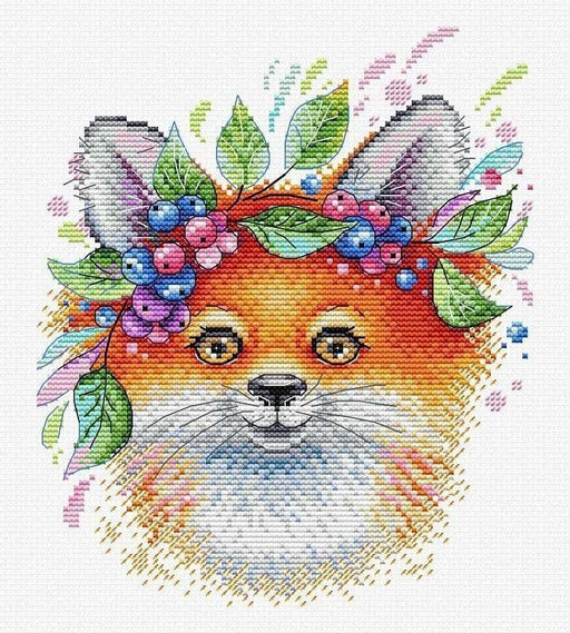 Fox with Flowers M-555 / SM-555 Counted Cross Stitch Kit - Wizardi