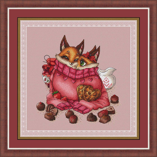 Foxes Cubs in Love - PDF Cross Stitch Pattern - Wizardi